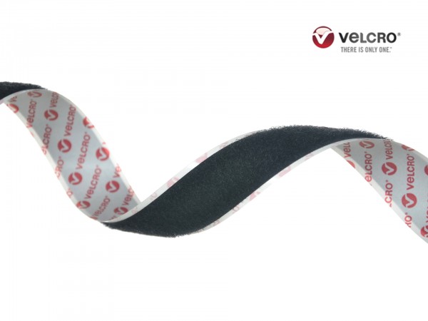 Velcro Flauschband, selbstklebend, Breite 20 mm, schwarz