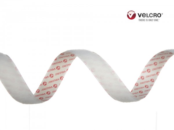 Velcro Flauschband, selbstklebend, Breite 20 mm, weiss